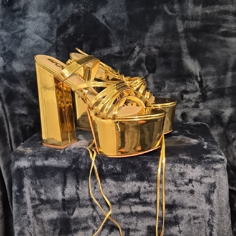 EGO Shiny Gold Platform Heels